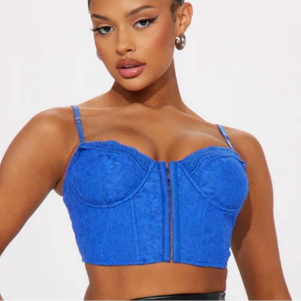Blue Lace Bustier Top